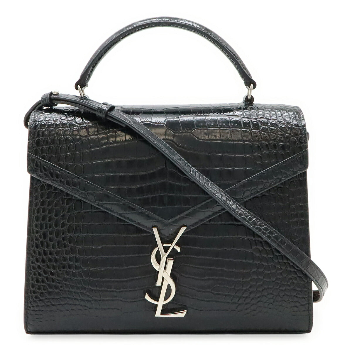 Saint Laurent Paris Cassandra Croc-Embossed Leather 2Way Bag