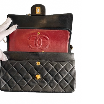 Chanel Black Leather Double flap shoulder bag