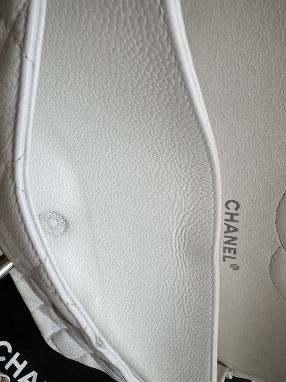Chanel Medium Classic Flap in White Caviar (RRP £9090)