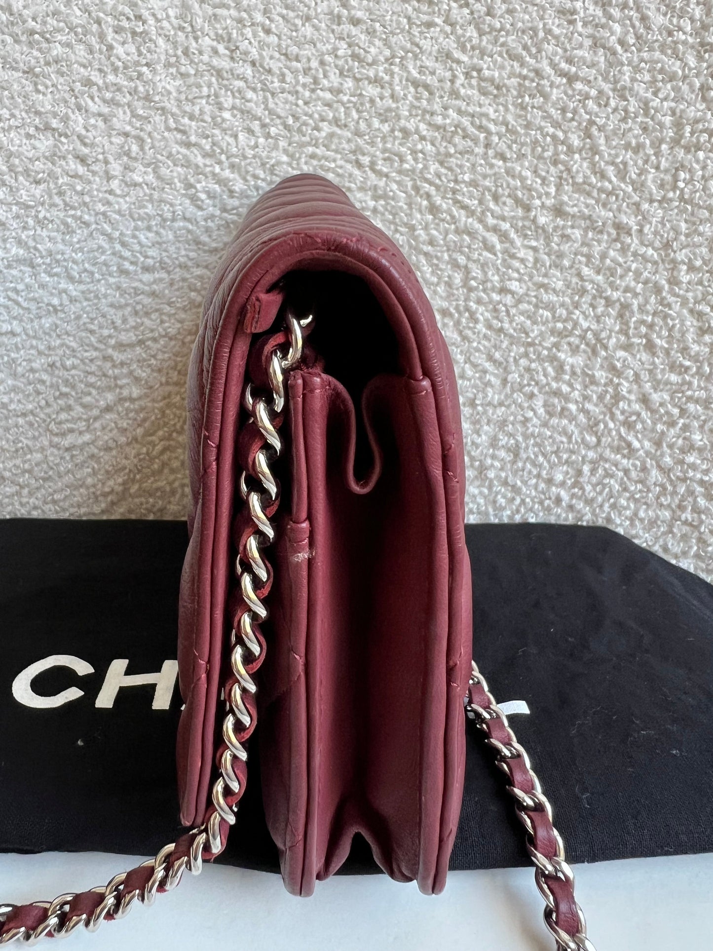 Chanel Burgundy Lambskin Wallet on Chain