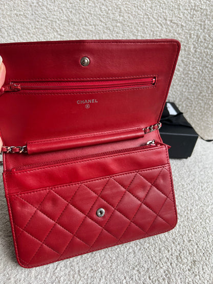 Chanel Red Lambskin Wallet on Chain (RRP £2,930)