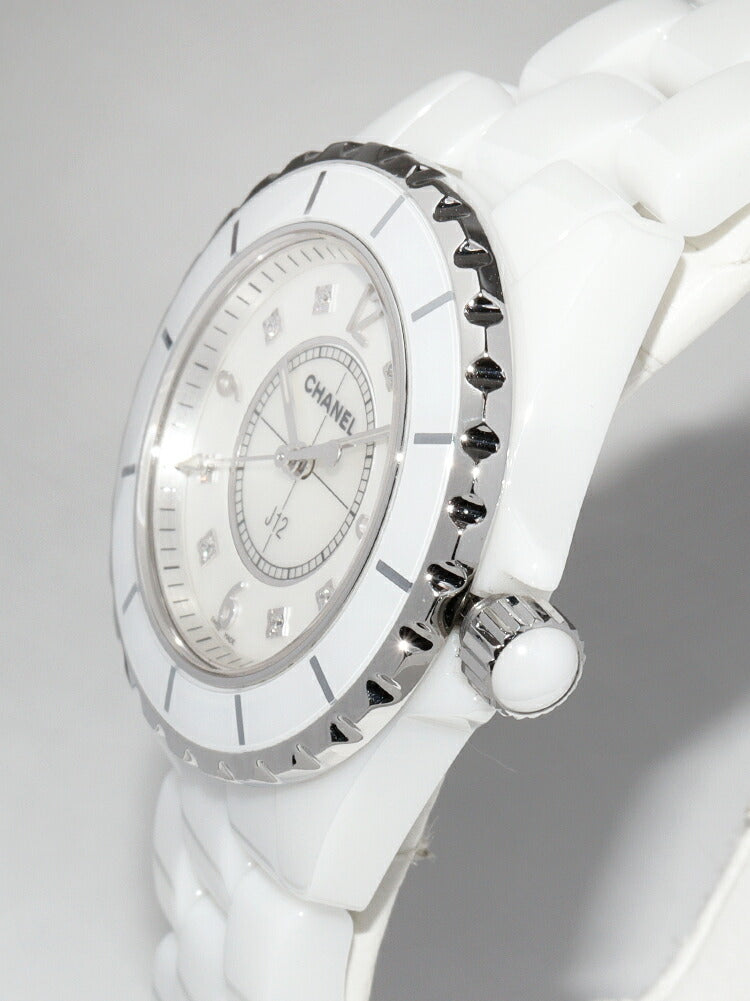 Chanel White Mother of Pearl J12 Watch H2422