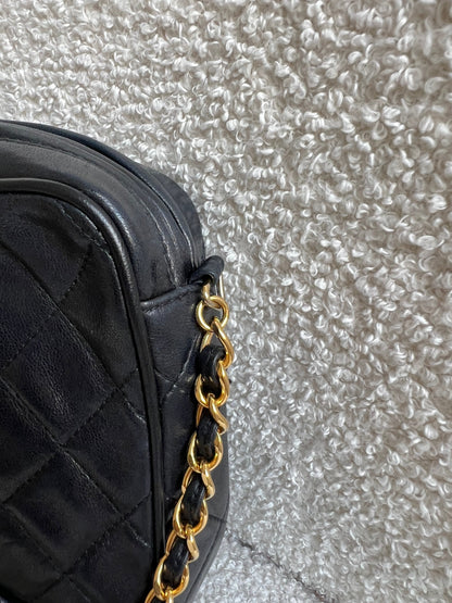 Chanel Vintage Black Lambskin Camera Bag with 24k Gold Hardware