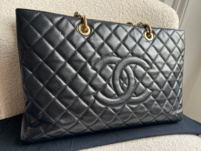 Chanel XL Black Caviar Grand Shopper Tote Gold Hardware (GST)