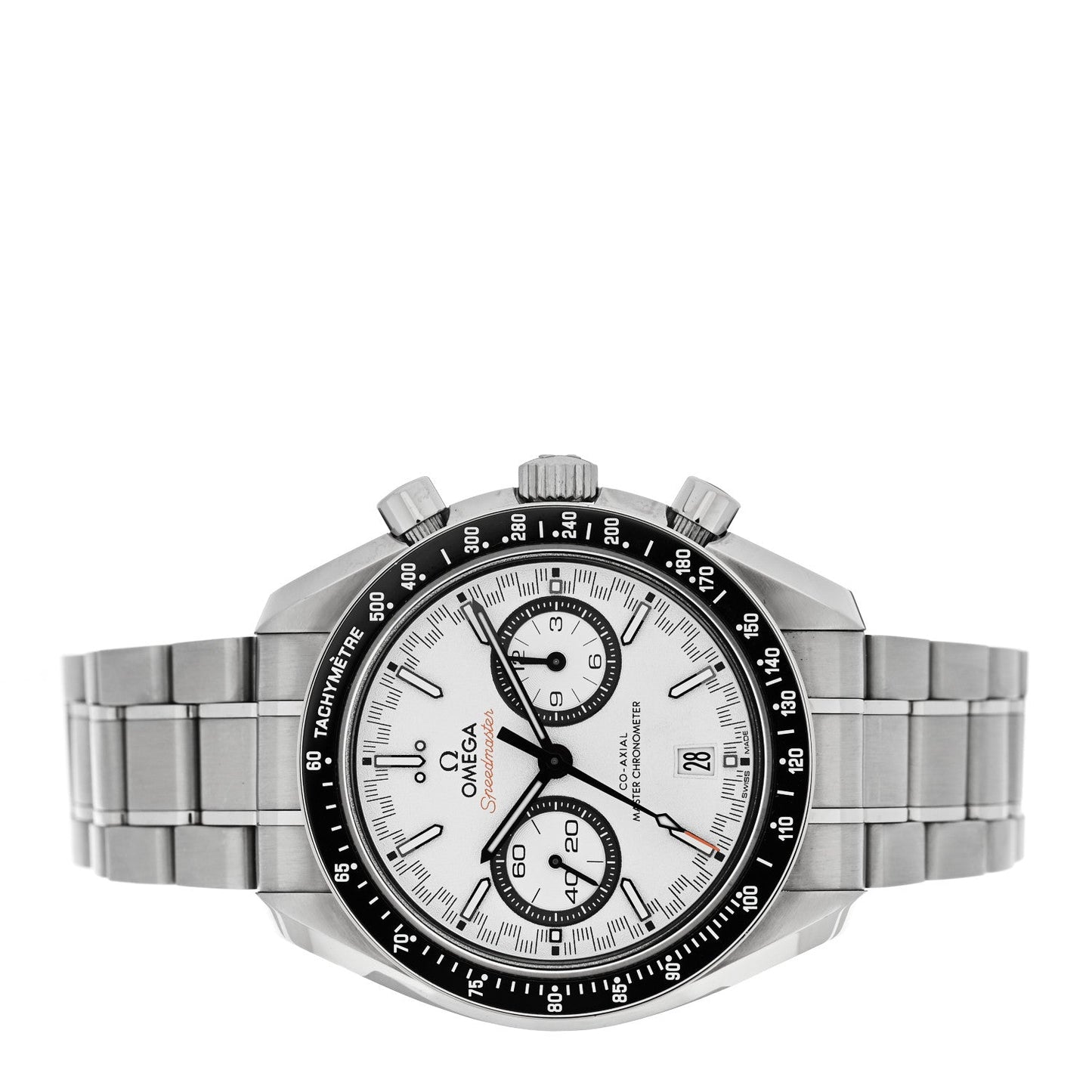 Stainless Steel 44mm Speedmaster Racing Co-Axial Master Chronometer Chronograph Automatic Watch White 329.30.44.51.04.001