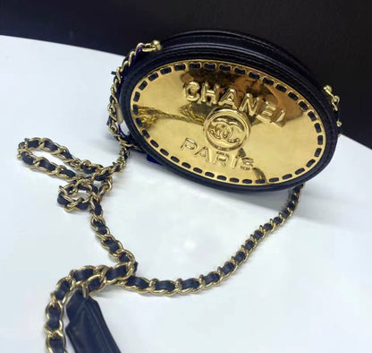 Chanel 22B Lambskin Gold-Tone Metal Black Clutch With Chain