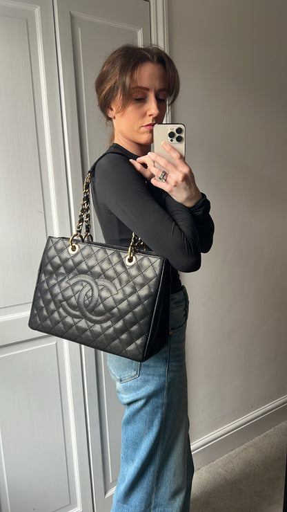 Chanel Black Caviar Grand Shopper Tote Gold Hardware (GST)
