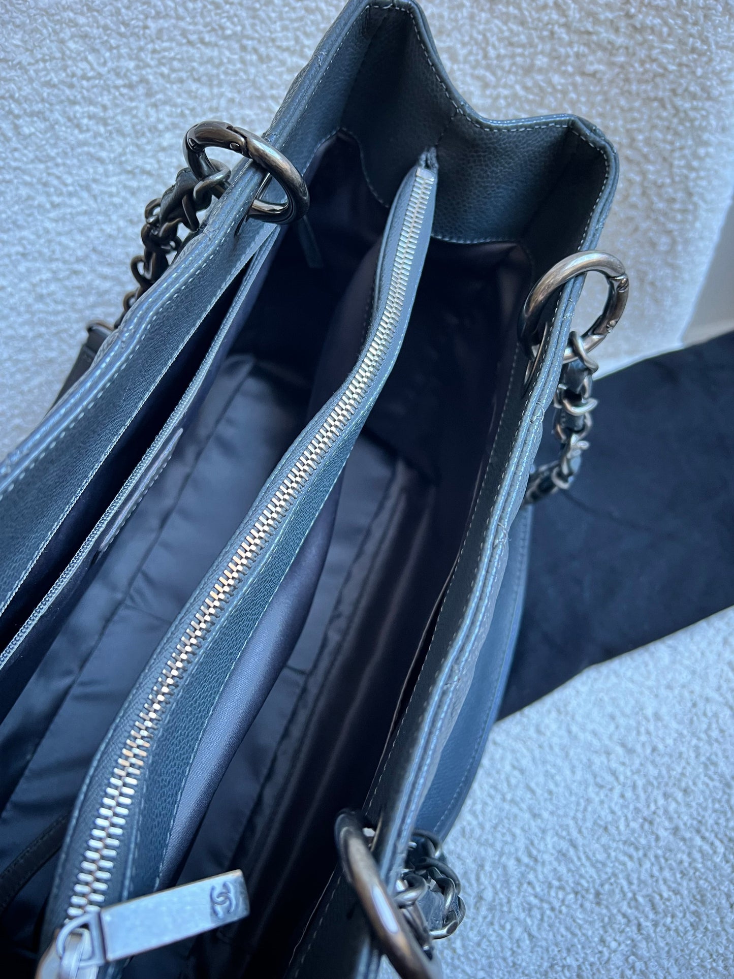 Chanel Grey Caviar Grand Shopper Tote (GST) Silver Hardware