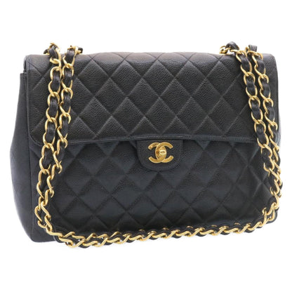 Chanel Flap Caviar Black Gold Chain Shoulder Bag