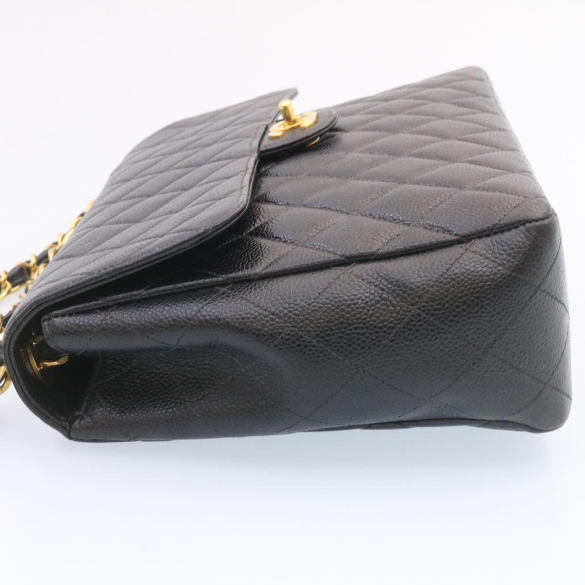 Chanel Flap Caviar Black Gold Chain Shoulder Bag