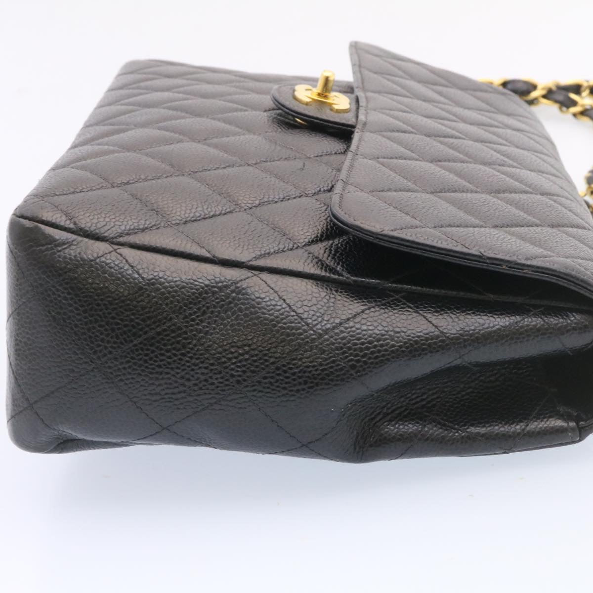 Chanel Flap Caviar Black Gold Chain Shoulder Bag