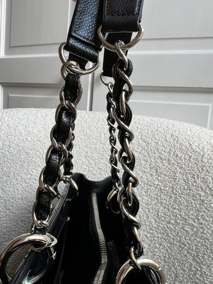 Chanel Black Caviar Grand Shopper Tote (GST) Silver Hardware