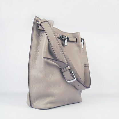 Luxury Hermes Nappa Leather Shoulder Bag Grey Silver