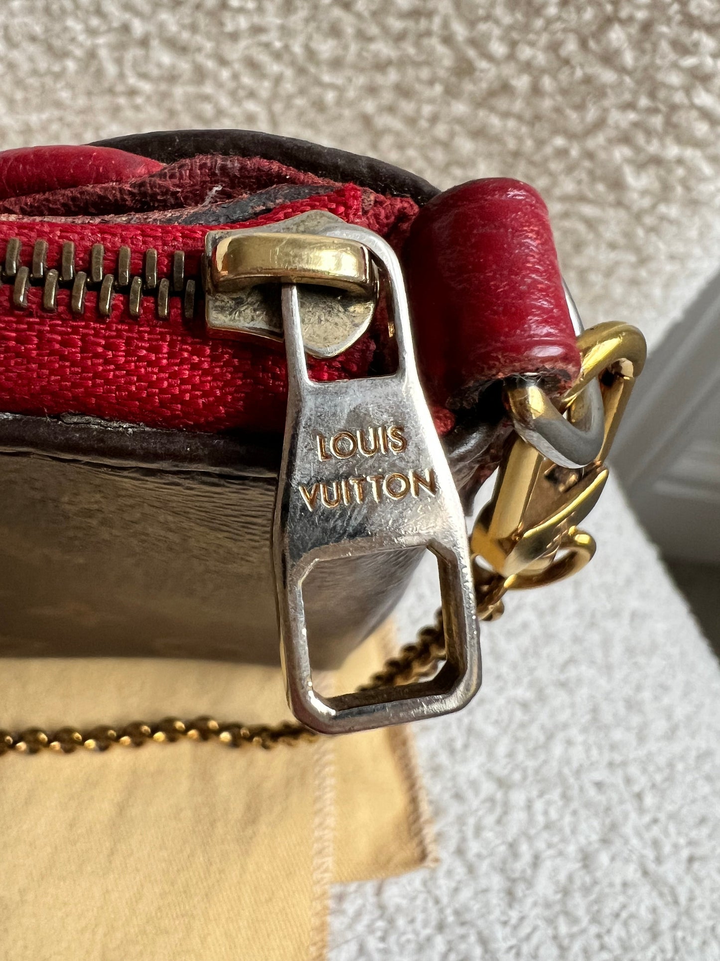 Louis Vuitton Red and Monogram Pallas Pochette