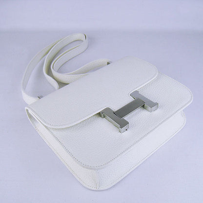 Luxury Hermes Constance Cowskin Leather Bag White Silver