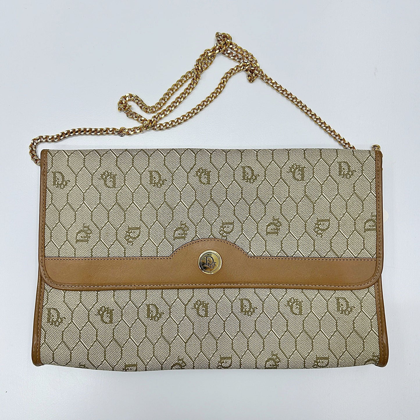 Christian Dior Pvc Leather Shoulder Bag Auth Beige Medium Di2020Ce