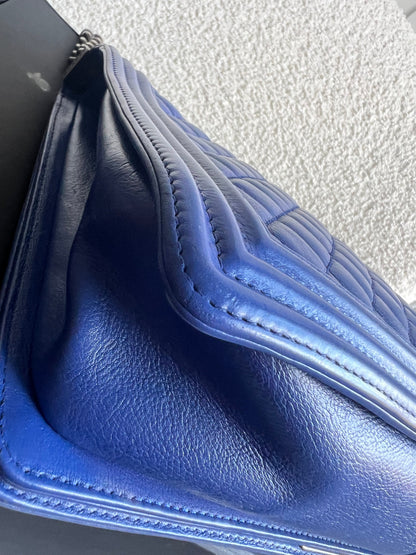 Chanel Blue Lambskin Large Boy Bag