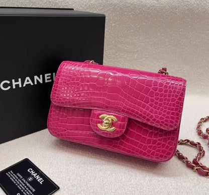 Chanel Pink Alligator Gold Hardware