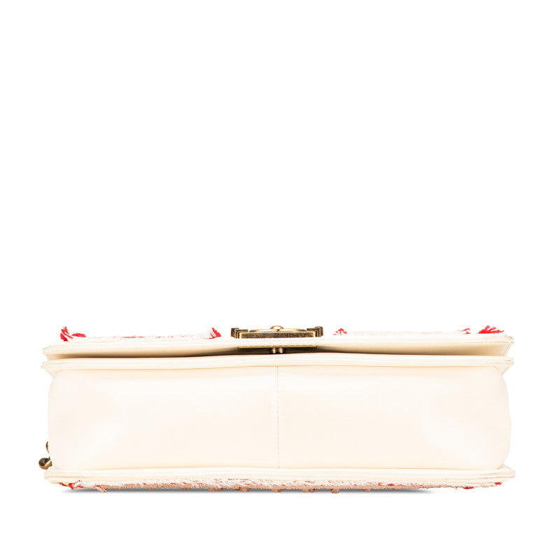Chanel Boy Chanel Coco Mark CUBA Lambskin Sequin Canvas Shoulder Bag