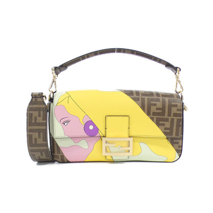 Fendi Baguette Coated Canvas Leather Shoulder Bag