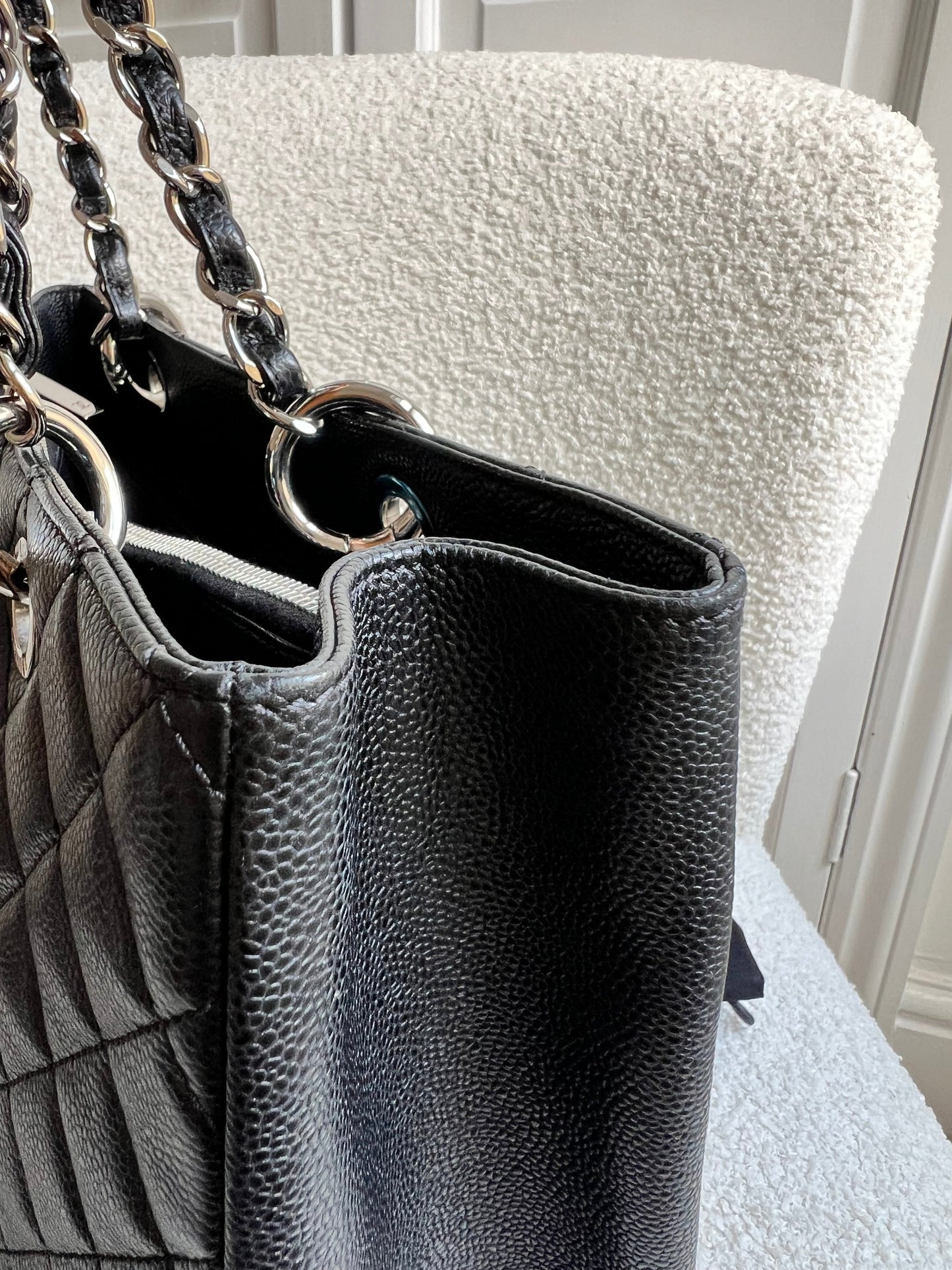 Chanel Black Caviar Grand Shopper Tote (GST) Silver Hardware