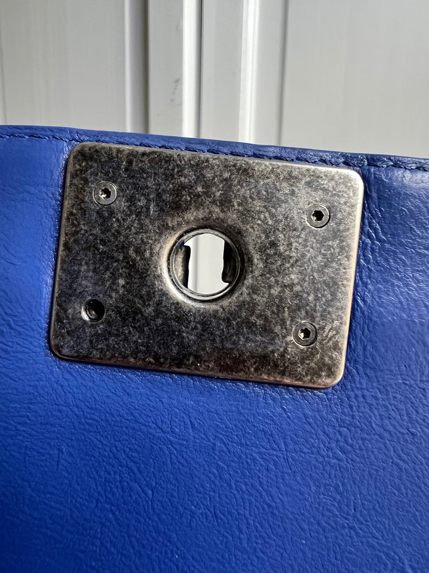 Chanel Blue Lambskin Large Boy Bag