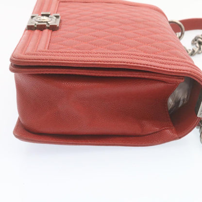 Chanel Boy Leather Red Chain Shoulder Bag