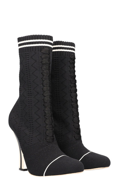 FENDI Heels Boots Stretch Fabric Black