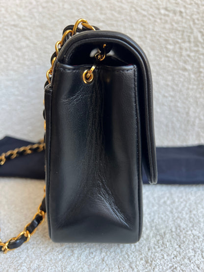 Chanel Medium Black Vertical Quilted Lambskin Vintage Classic Flap Bag with 24K gold hardware