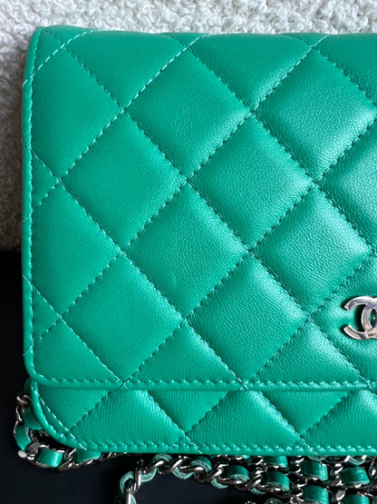 Chanel Turquoise Lambskin Wallet on Chain (RRP £2,930)