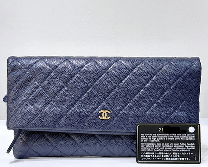 Chanel Beauty CC Clutch Quilted Caviar Blue