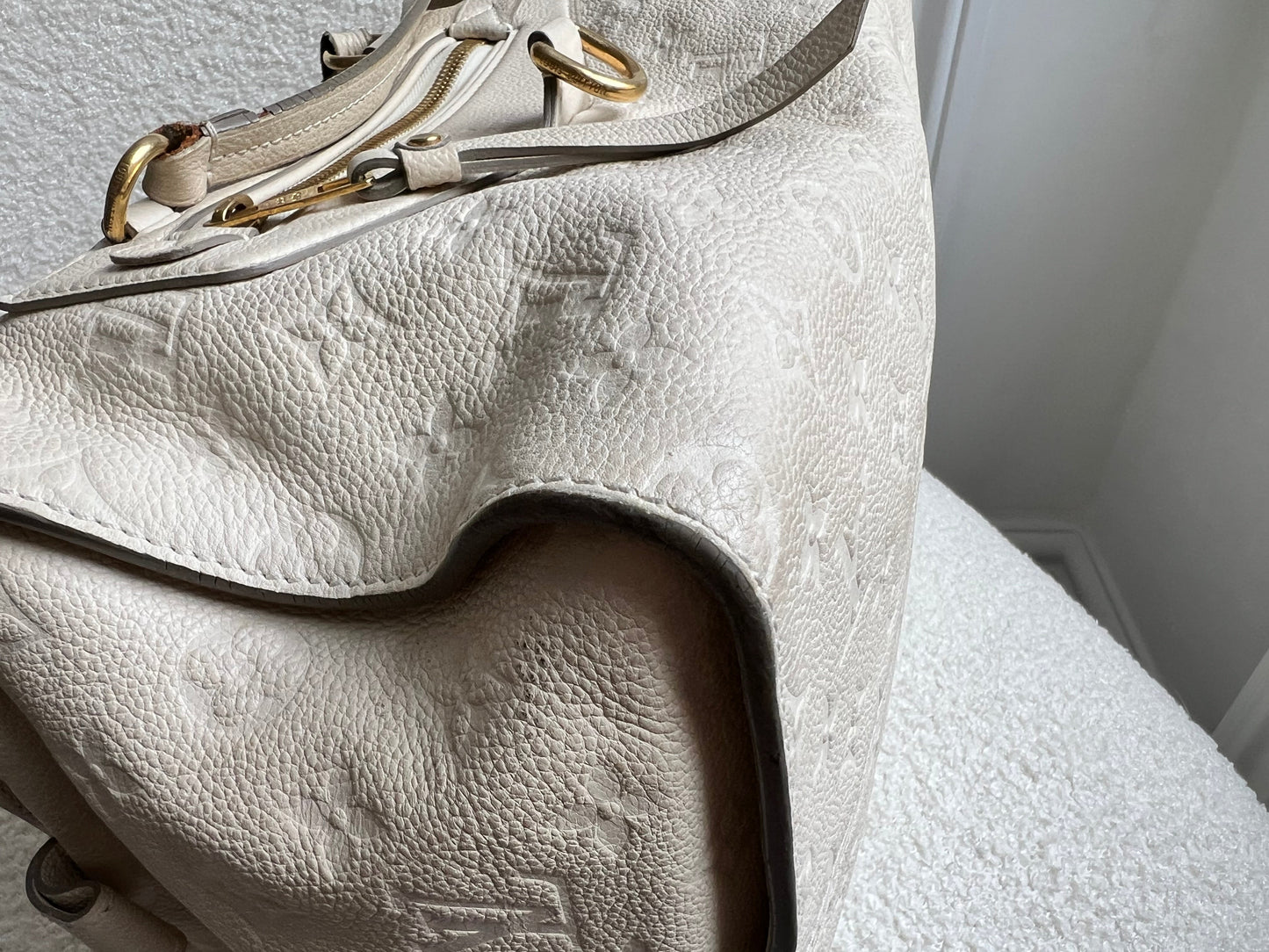 Louis Vuitton Inspiree in Cream Empreinte Leather with gold hardware