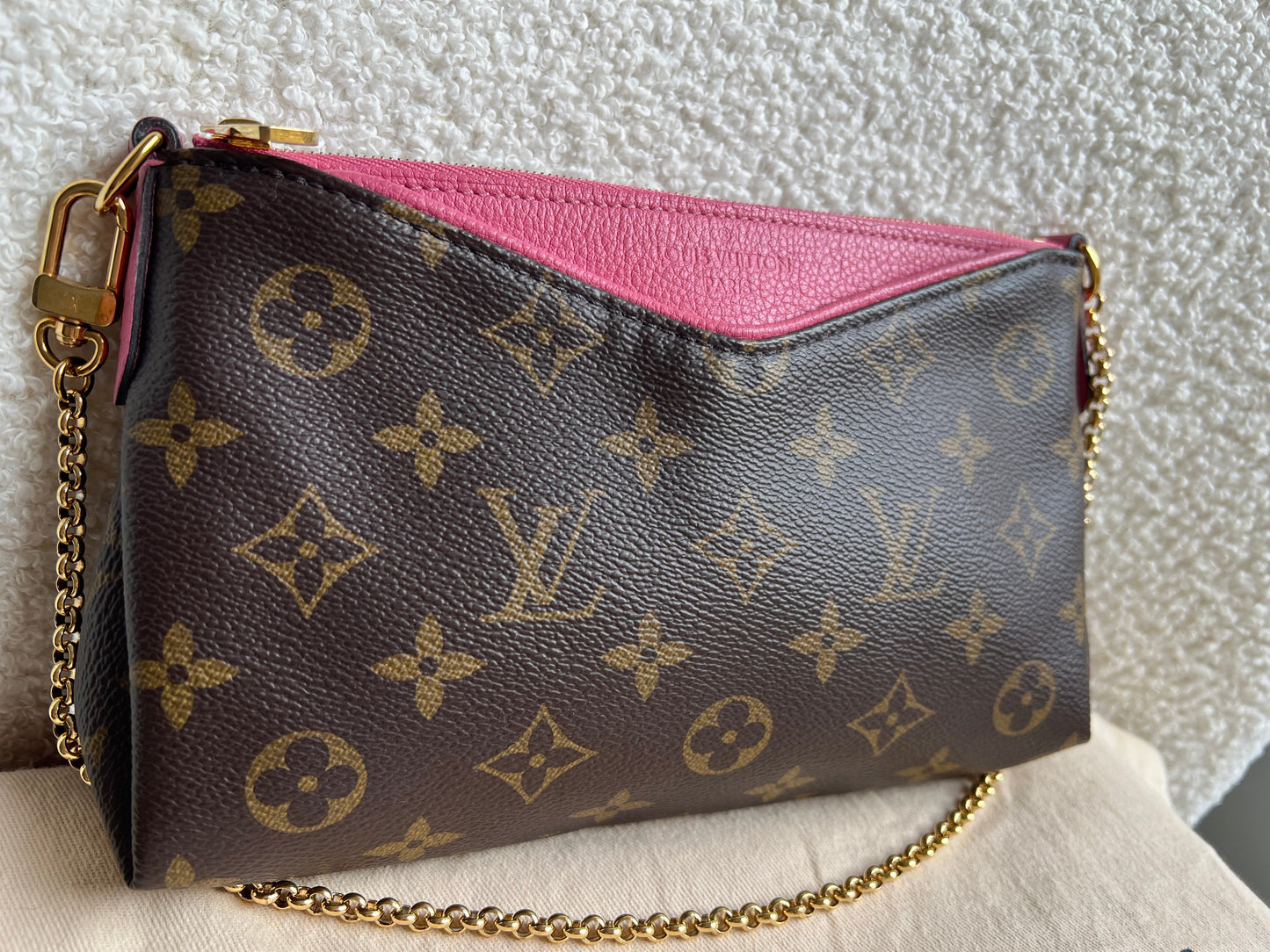 Louis Vuitton Pink and Monogram Pallas Pochette