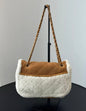 Chanel 18 Coco Neige Flap Bag Quilted Suede With Shearling Medium