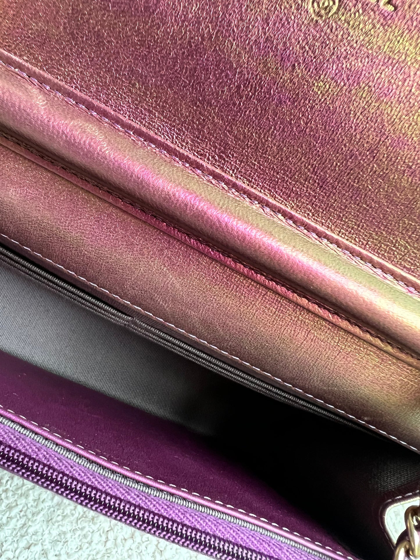 Chanel Iridescent Purple Lambskin Wallet on Chain