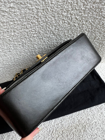 Chanel Vintage Diana Flap Bag in Black Lambskin with 24k Hardware