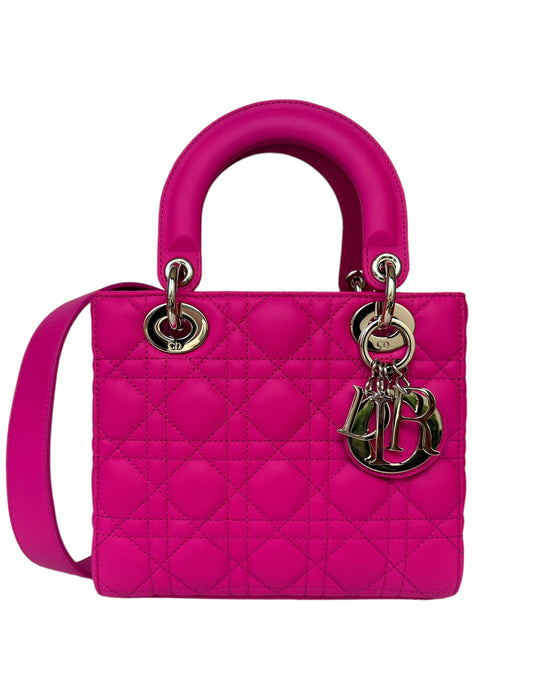 Christian Dior 2023 Rani Pink Leather Cannage Quilted My Abcdior Small Lady Dior Bag