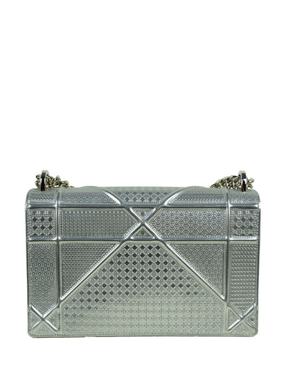 Christian Dior Silver Micro-Cannage Medium Diorama Flap Bag