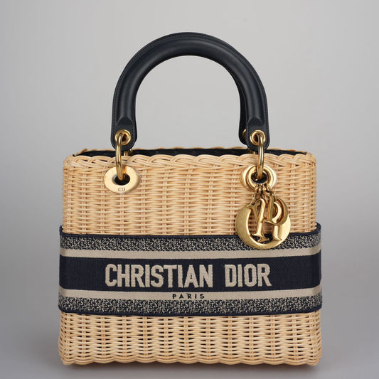 Dior Lady Dior Canvas Blue Handbag