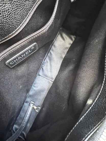 Chanel Black Caviar Grand Shopper Tote (GST) Silver Hardware