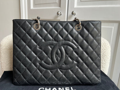 Chanel Black Caviar Grand Shopper Tote (GST) Silver Hardware