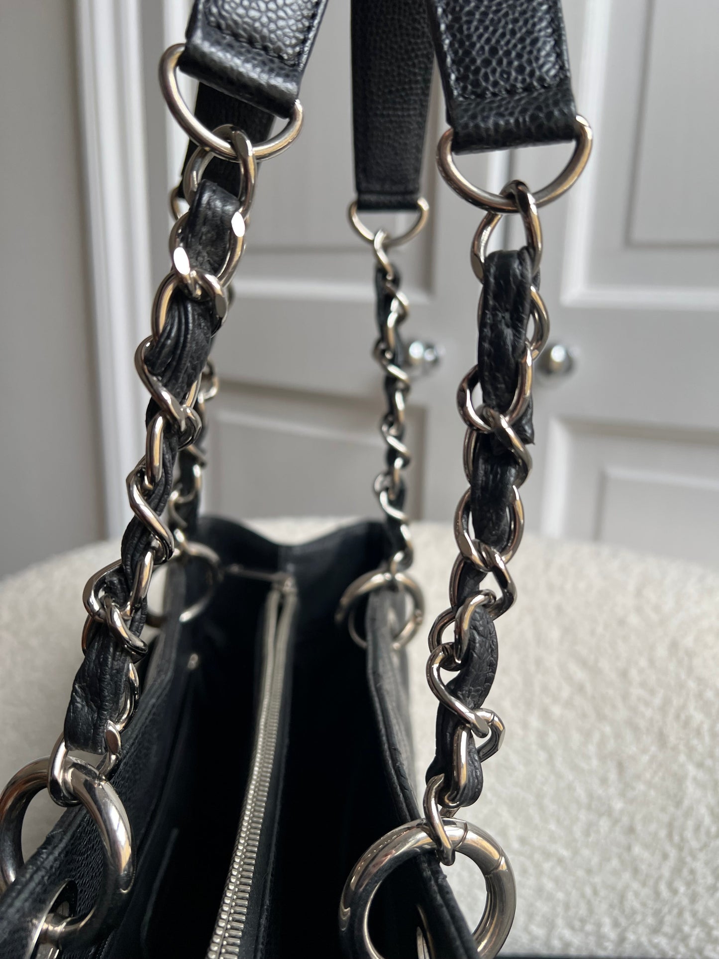 Chanel Black Caviar Grand Shopper Tote (GST) Silver Hardware