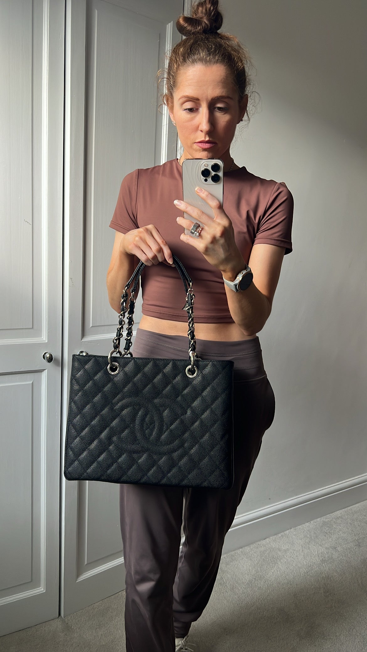 Chanel Black Caviar Grand Shopper Tote (GST) Silver Hardware