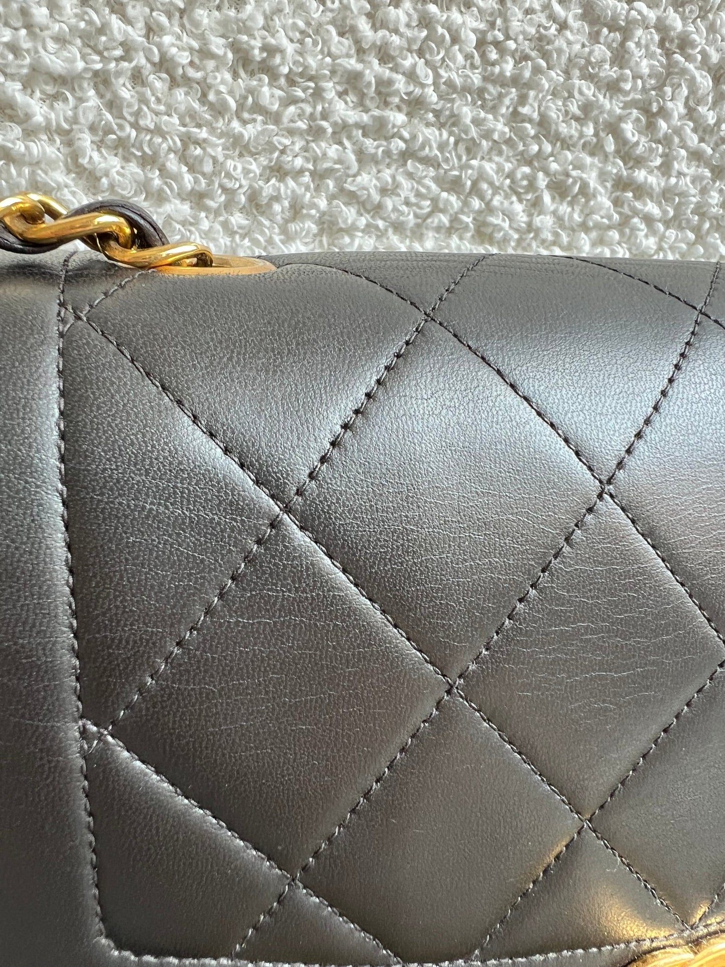 Chanel Vintage Diana Flap Bag in Black Lambskin with 24k Hardware