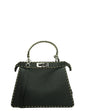 Fendi Black Selleria Peekaboo Satchel Bag w/ Snakeskin Handle