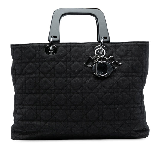 Black Dior Extra Large Denim Cannage Lady Dior Satchel