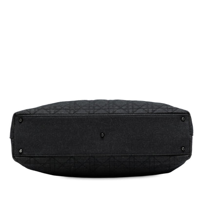 Black Dior Extra Large Denim Cannage Lady Dior Satchel