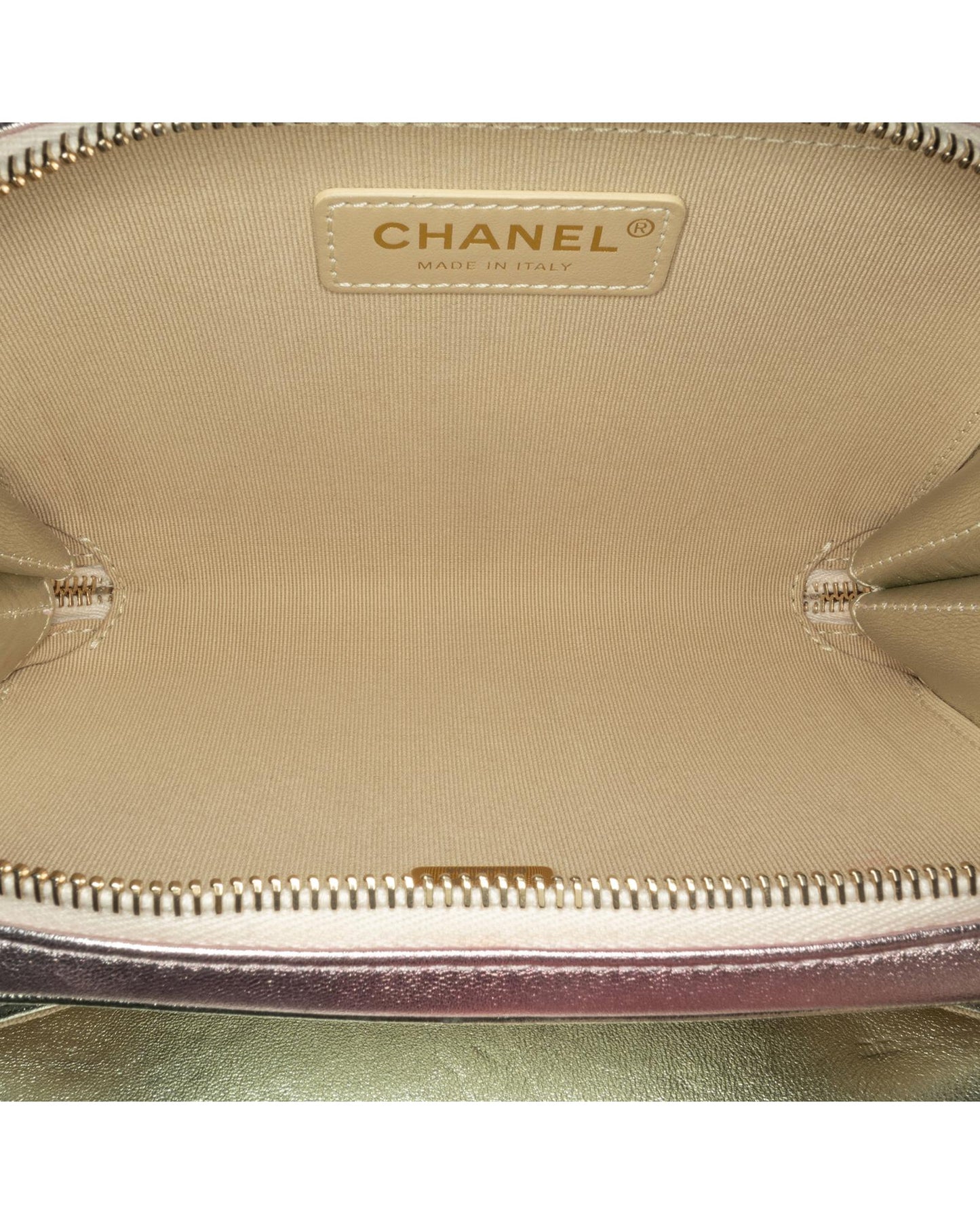 Metallic Quilted Leather Crossbody Bag with Chain Strap and Turn Lock Closure