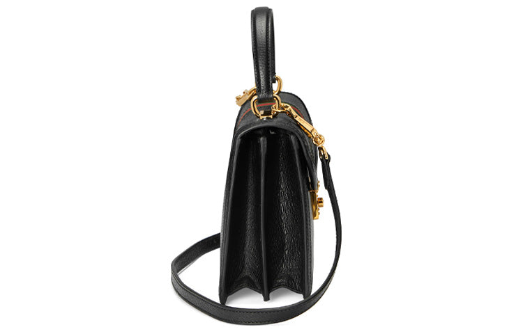 MLB Gucci Ophidia Series GG Locks Leather One Shoulder Crossbody Tote Small Black 651055-DJ2DX-1060