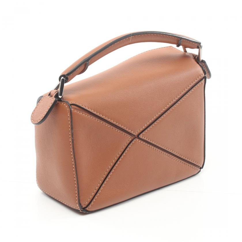 Loewe Puzzle Bag Mini Handbag Leather Light Brown 2way